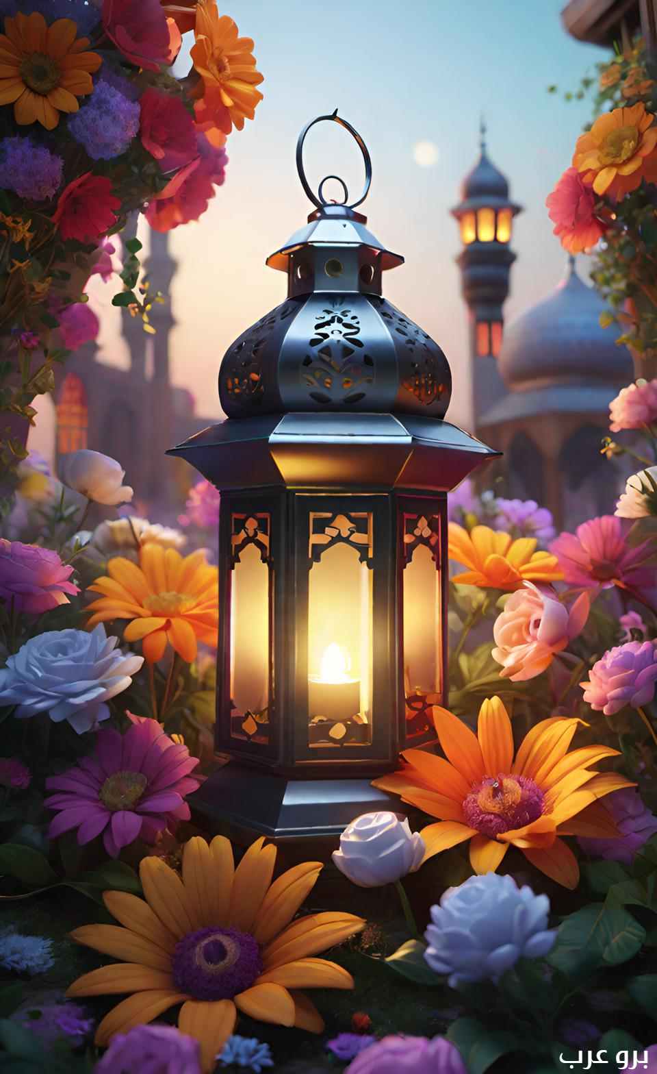 صور فوانيس رمضان بين الزهور و الورود رائعة
